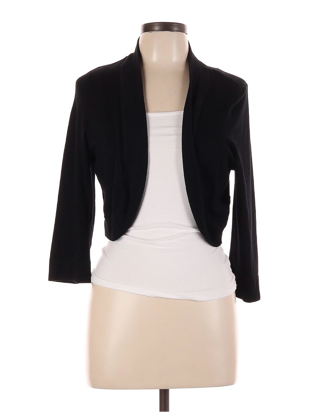 Eliza J Black Open-Front Cropped Cardigan Jacket | Women | L